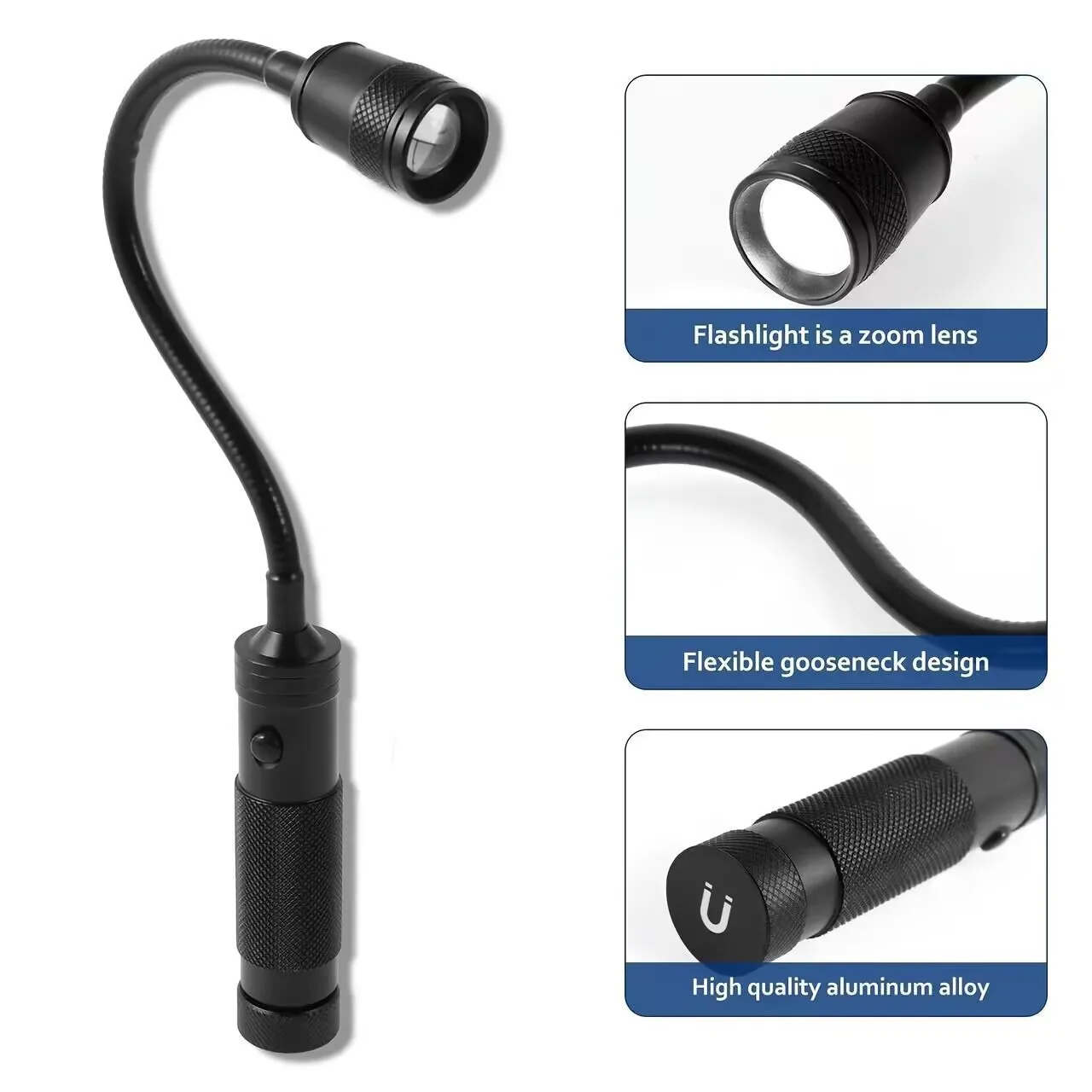 Flashlight Outdoor BBQ Light Retractable T6 Hand Hose Light 360 ° Bending Lighting Magnet Focusing Work Light