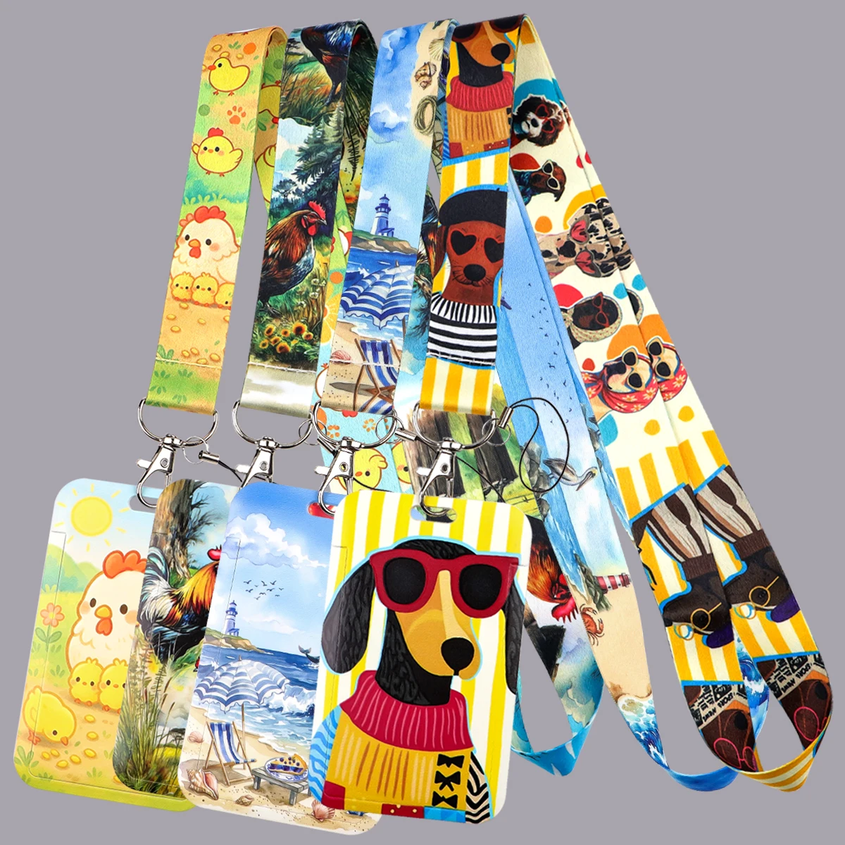 Cool Fashion Dachshund Credential Holder Rooster Neck Strap Lanyard for Key Keychain USB Badge Holder Keyring Accessories Gifts