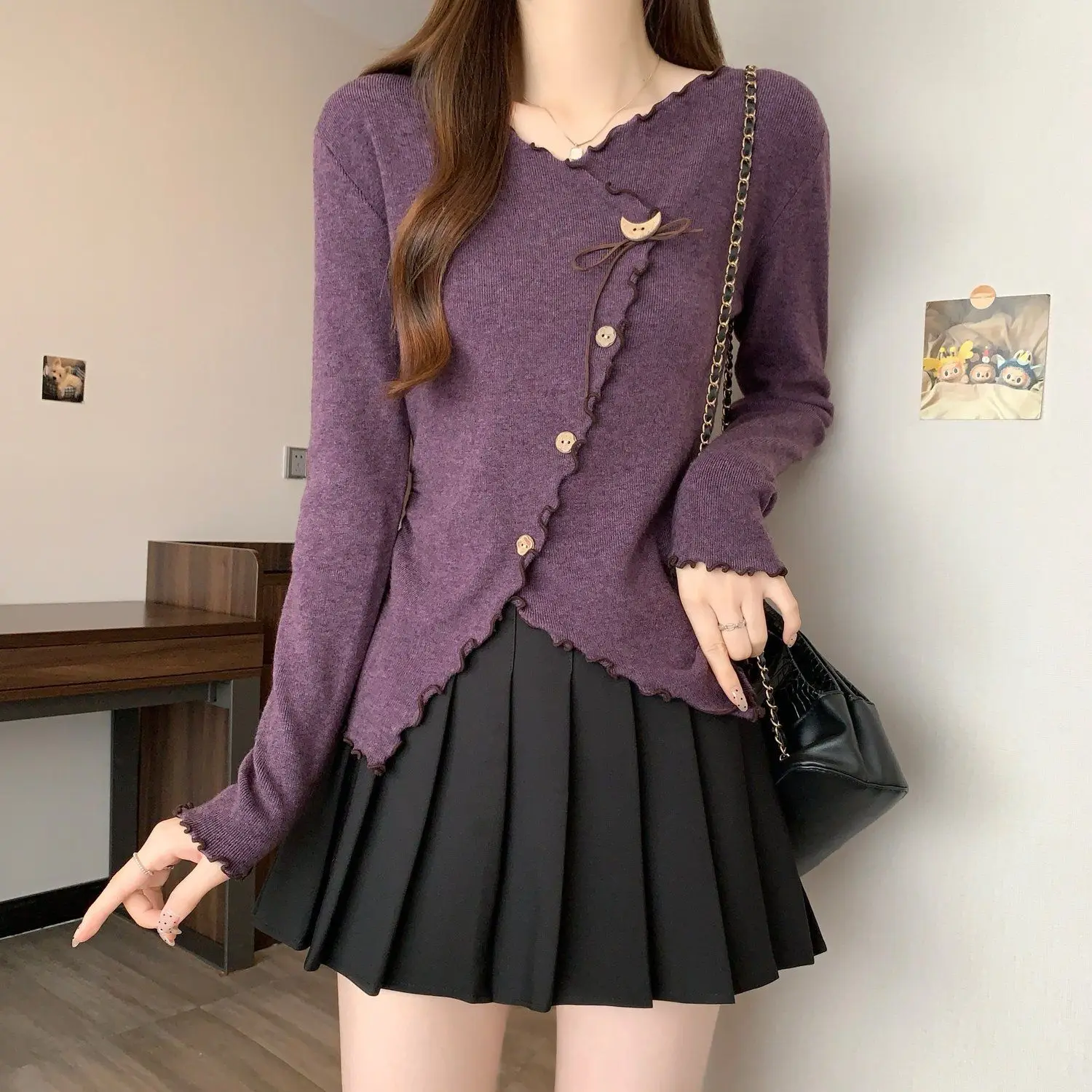 

Вязаный свитер Long Sve Earlobe Design Boting irt Coolmax Fiber Ciwalk M Среднего возраста и ly Non-conformist...