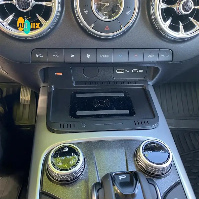 ABHX-Car Phone Holder Wireless Charger For WEY GWM Tank 300 2021 2022 2023 Accessories 15W Fast Charging Panel Adapter