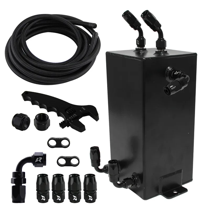 Universal Aluminum 4L Oil Catch Can Fuel Surge Tank AN6 9/16