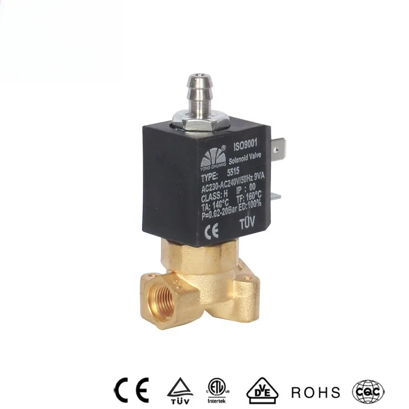 5515-07 시리즈 커피 머신 3방향 솔레노이드 밸브 스팀 및 온수용