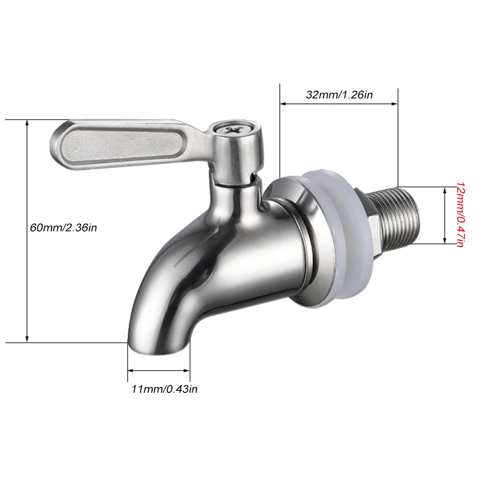 Tool Parts Spigot for Beverage Dispenser Polished Steel Drink Dispenser Faucet 12mm 16mm Replacement for Water Dispenser Jar