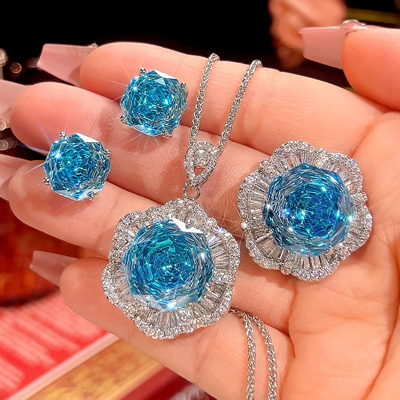 

Fashion Women's Jewelry Camellia Flower Earrings Necklace Adjustable Ring Birthday Anniversary Gift for Her Trendy Fine Jewelry