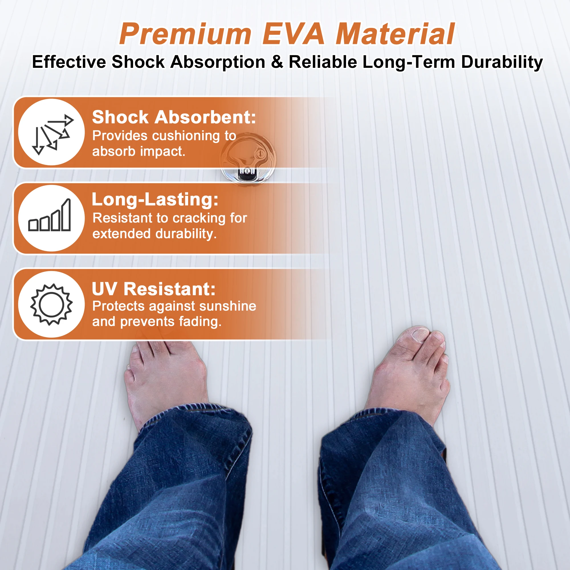 UXCELL الأبيض 244x40x0.6 سنتيمتر ذاتية اللصق قارب الأرضيات ورقة إيفا رغوة ورقة عدم الانزلاق وسادة تثبيت للقوارب التزيين لوح التزلج #3