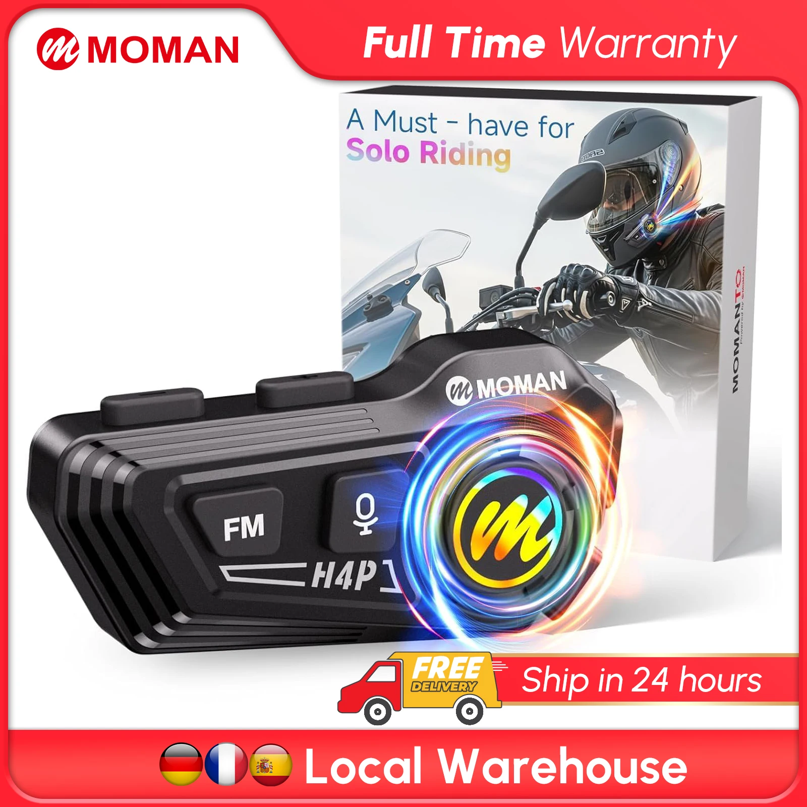 سماعة خوذة دراجة نارية Moman RS-H4P مزدوجة للحد من الضوضاء مع مكبرات صوت خوذة دراجة نارية ناعمة هاي فاي - بطارية قوية 1000 مللي أمبير في الساعة #1