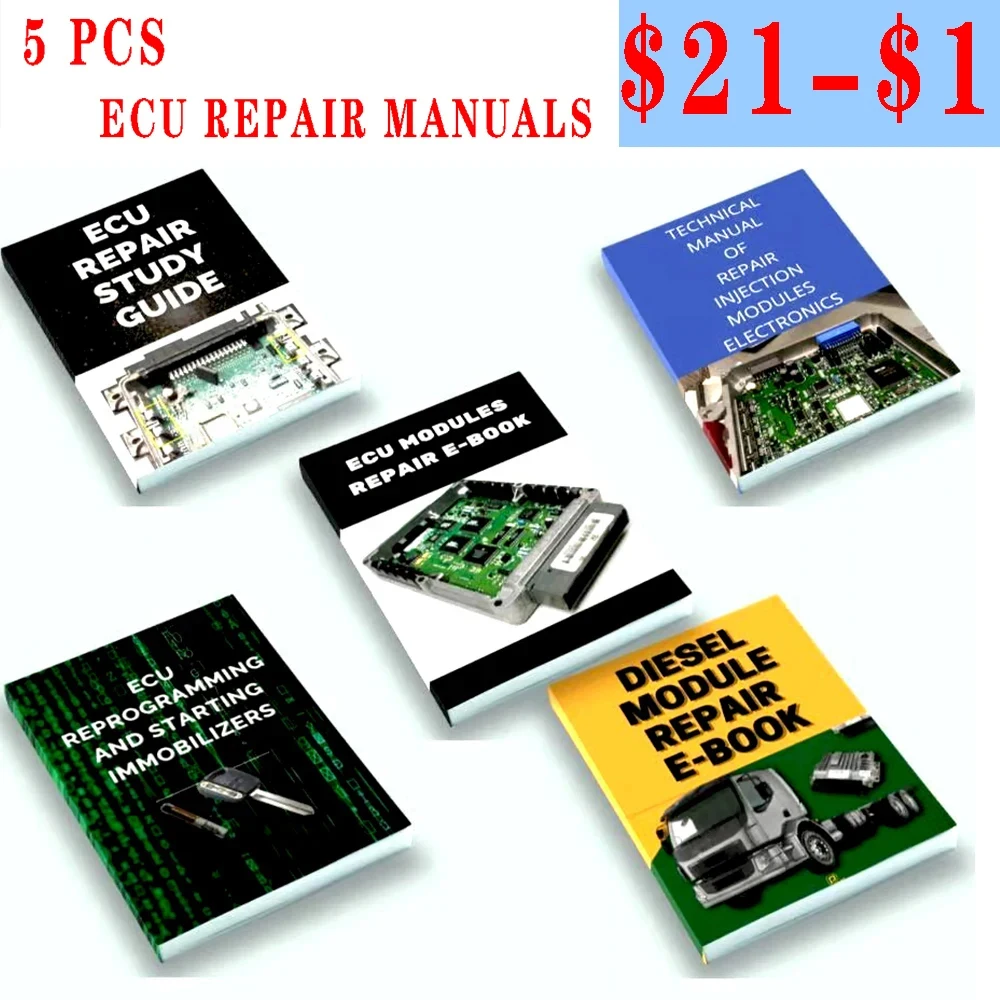 5 PCS ECU REPAIR Manuals Repairing Injection Modules in the Workshop DIESEL ELECTRONICS Study Guide Car Truck Diagnostic Tools