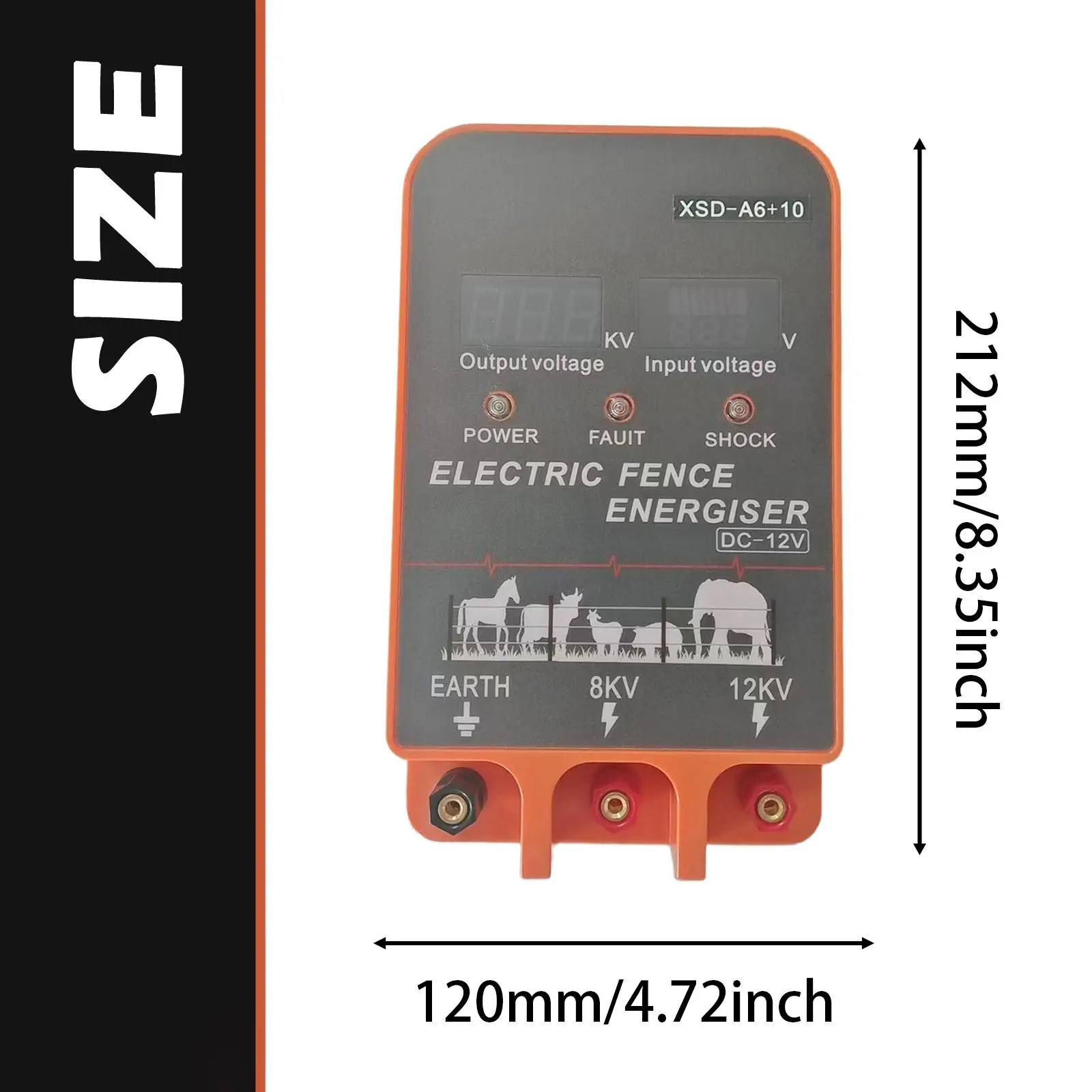 4.7J Electric Fence Energizer Charger 10km Control Livestock Accessory for Poultry Cattle Sheep Farms