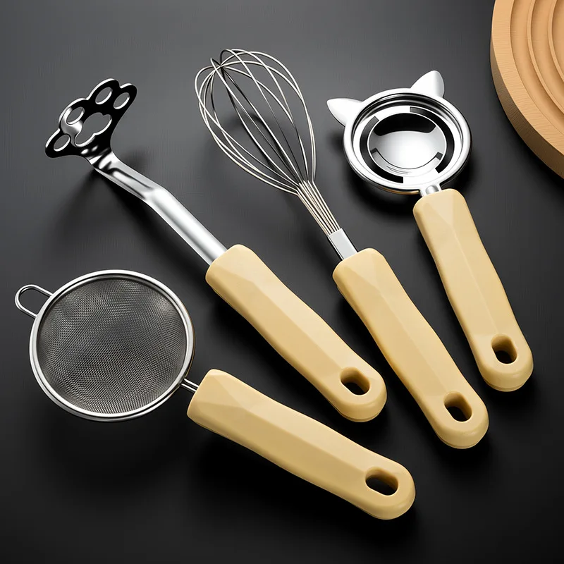 3/4pcs Stainless Steel Potato Masher,Egg White Separator,Manual Egg Beater,Kitchen Children Food Crusher Complementary Gadget
