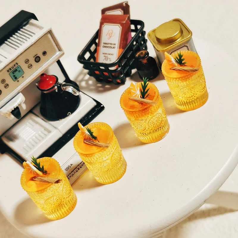 1:12 인형의 집 미니어처 음료 컵, 오렌지 C 시나몬 차 음료 음식 음료 컵, 음료 장식 모델, 주방 장난감 장식 선물