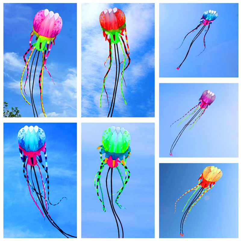 

free shipping large jellyfish kites factory flying giant octopus kite reel power kite for adults 3d kite parafoil sports-leisure