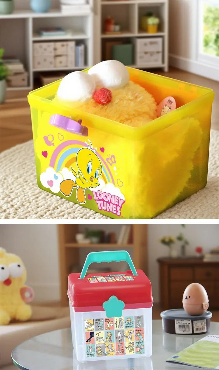 Niedlichen Cartoon Kinder Doppel Schichten Lagerung Box Tragbare Kunststoff Spielzeug Kinder Geburtstag Geschenk Kreide Snack Gebäude Block Organizer – Detail 21