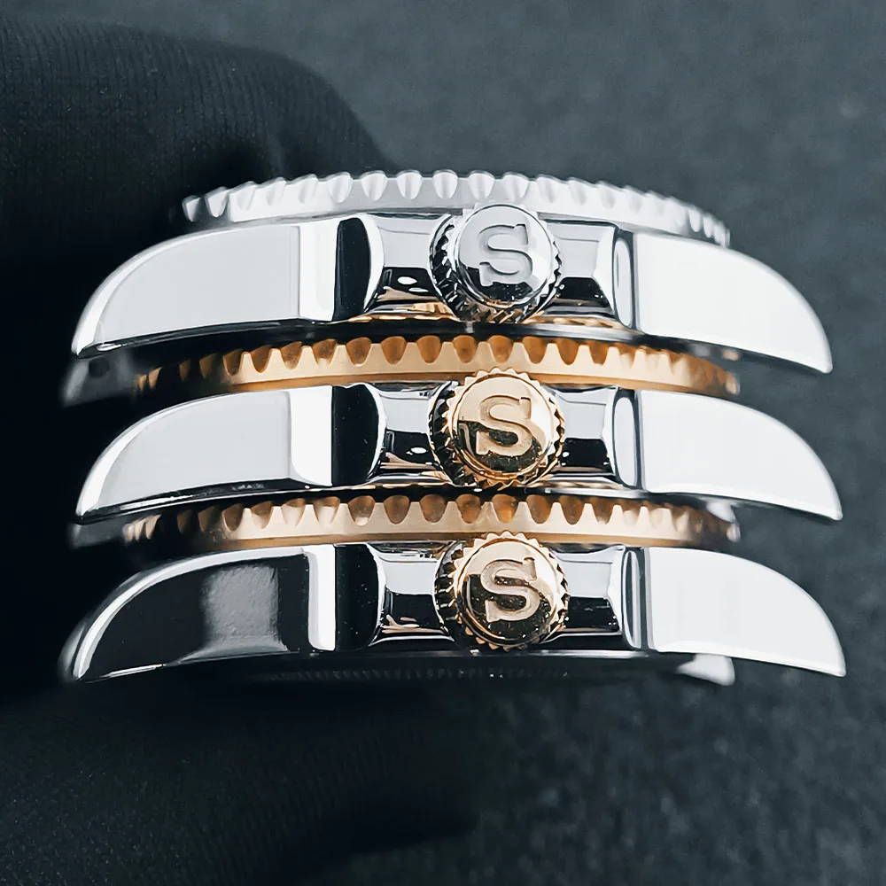 40.5mm High quality Silvery gold/rose GMT case with chapter ring stainless steel waterproof accessories NH34 NH35 NH36 movement