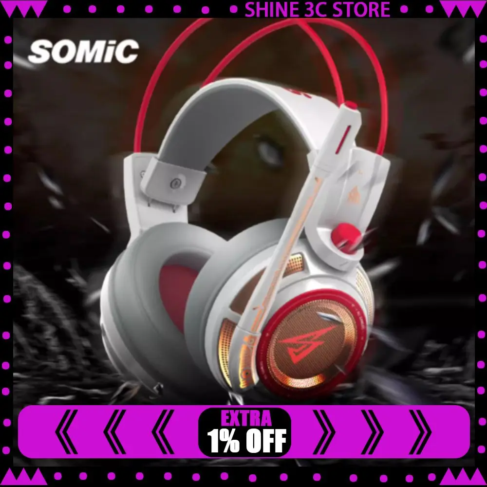 

Somic G941AG Киберспортивные наушники Проводная геймерская гарнитура с шумоподавлением 7.1 Наушники с объемным звуковым эффектом Пользовательский аксессуар для ПК Подарок