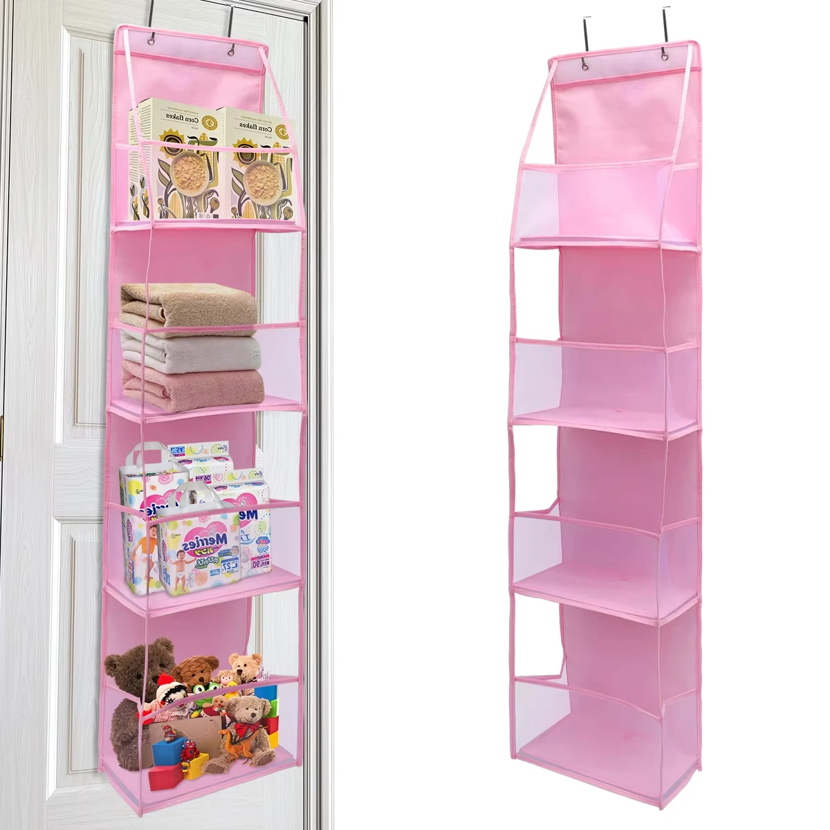 

1pc 4/6-Tier Hanging Storage Bag Foldable Organizer Over-The-Door Holder For Hair Accessories Snacks Toys Clothes Storage Holder