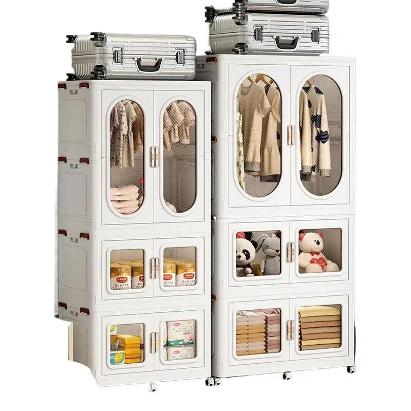 Baby lockers with clear lids and wheels for organizing belongings. Clear boxes and bins for nurseries