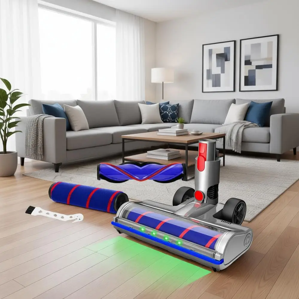 

LED-Illuminated Self-Standing Vacuum Cleaner with Detachable Brush Roll for Hard and Thick Carpets