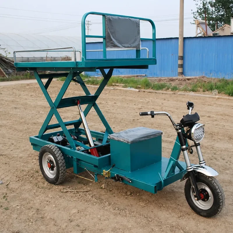Electric Three Wheel Lift Flatbed Truck Orchard Agricultural Picking Platform Vehicle Cycling Electric Cargo Tricycle
