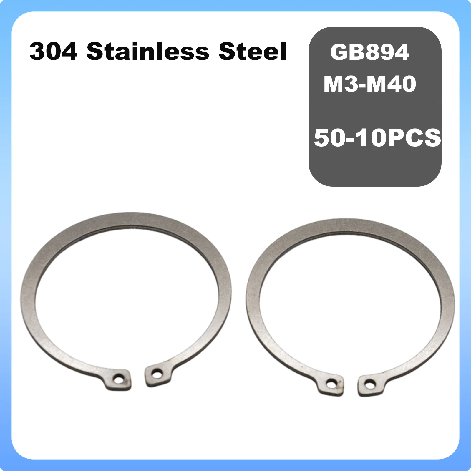 10/25/50Pcs M3 M4 M5 M6 M8 To M40 GB894 304 A2 Stainless Steel Shaft C Type External Circlip Bearing Retaining Clip Snap Ring