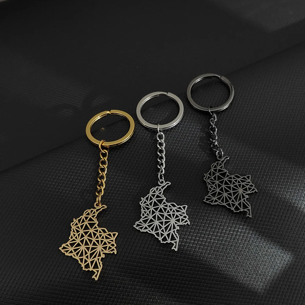 KATARIAN Keychain Colombia Pendant Keychains Stainless Steel Country Map Car Key Chain for Women Men Trendy Jewelry Gifts