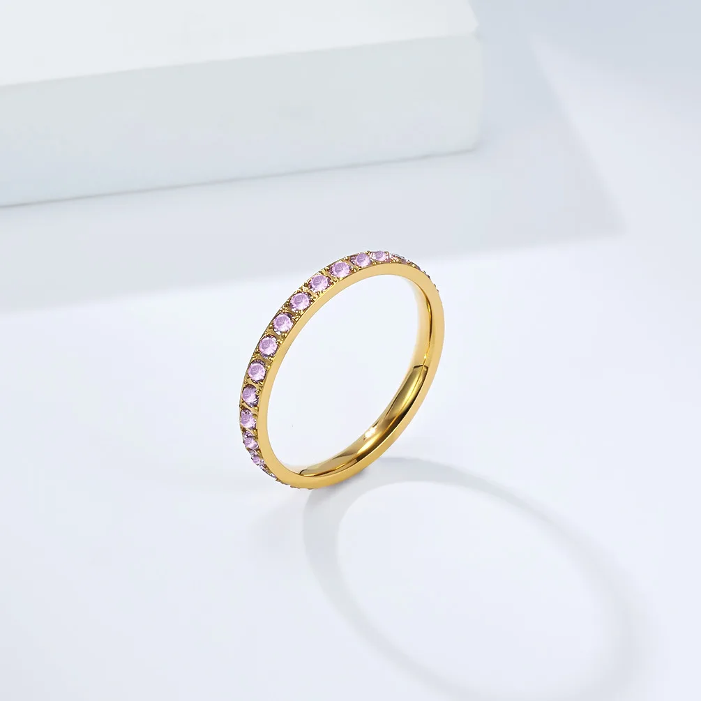 Heißer Verkauf: Hochwertige, stapelbare Fingerringe aus Titanstahl mit Zirkonia für Damen – Modischer Pinky-Ring für Frauen – Detail 10