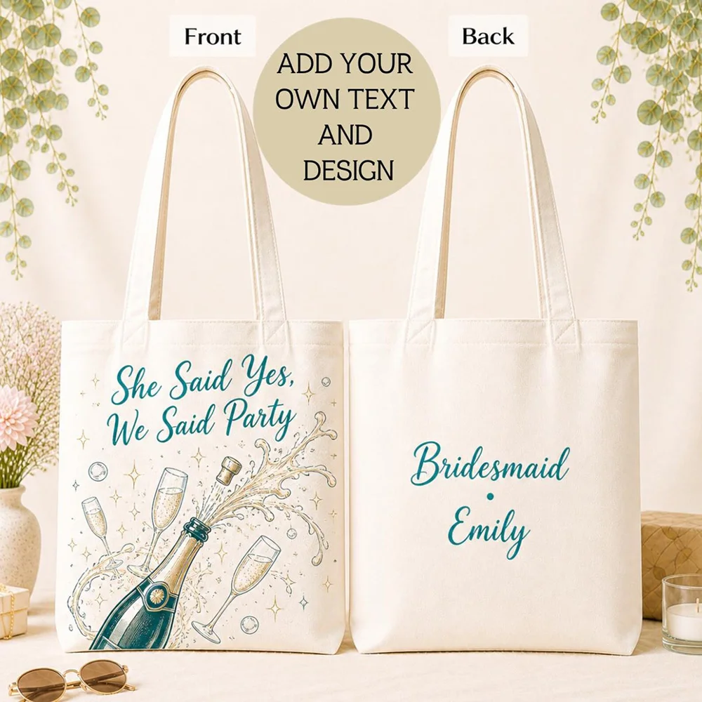 

Custom Bride Tribe Shoulder Bag for Women Personalized Text Print with Bride Tribe Quote for Bridesmaid Proposal Gift