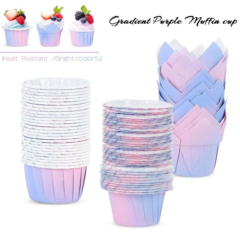 10/30pcs Rainbow Cupcake Paper Cup Oilproof Cake Wrappers Cups Mermaid Birthday Party Decoration Wedding Supplies Baking Tools