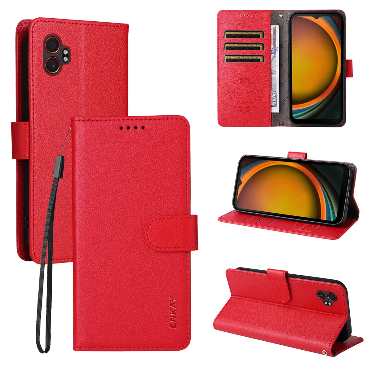 

Для Samsung Galaxy Xcover6 Pro 5G/Galaxy XCover7 Pro Чехол-кошелек с ремешком ENKAY HAT PRINCE RFID-блокировка Кожаная подставка для телефона