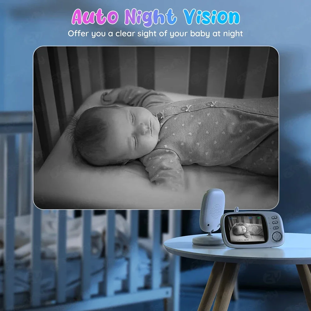 3,5 pollici senza fili video Baby Monitor Visione notturna Monitoraggio della temperatura Talk audio a due vie Bambino Bambinaia Telecamera di sicurezza Baby-sitter