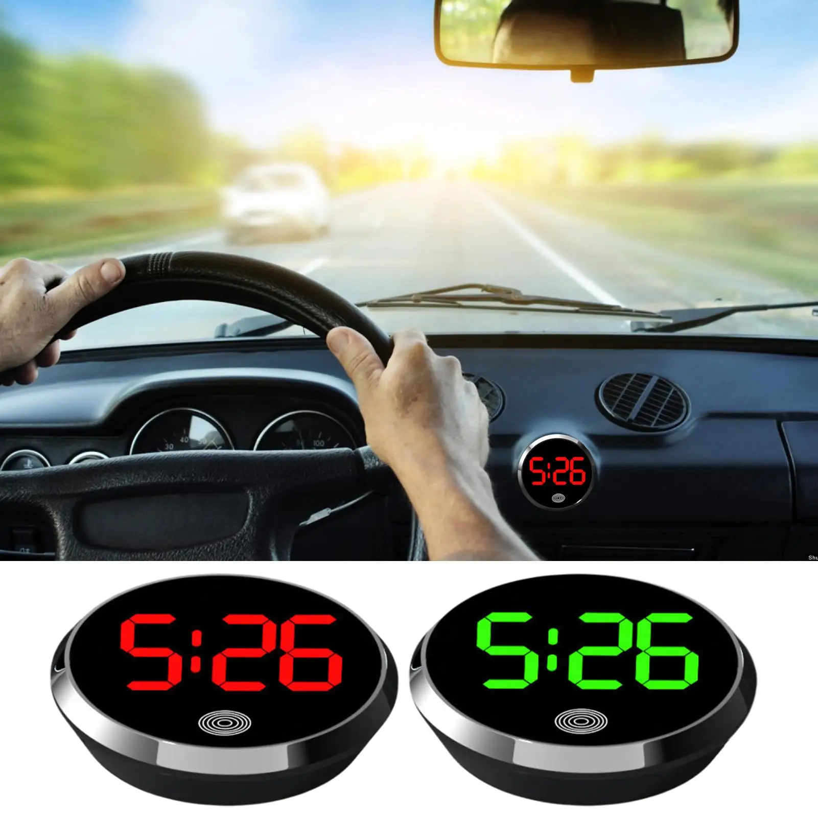 Mini Alloy Clock For Car Glow In The Dark Car Dashboard Watch Round Small Analog Clock Led Automotive Interior Accessories