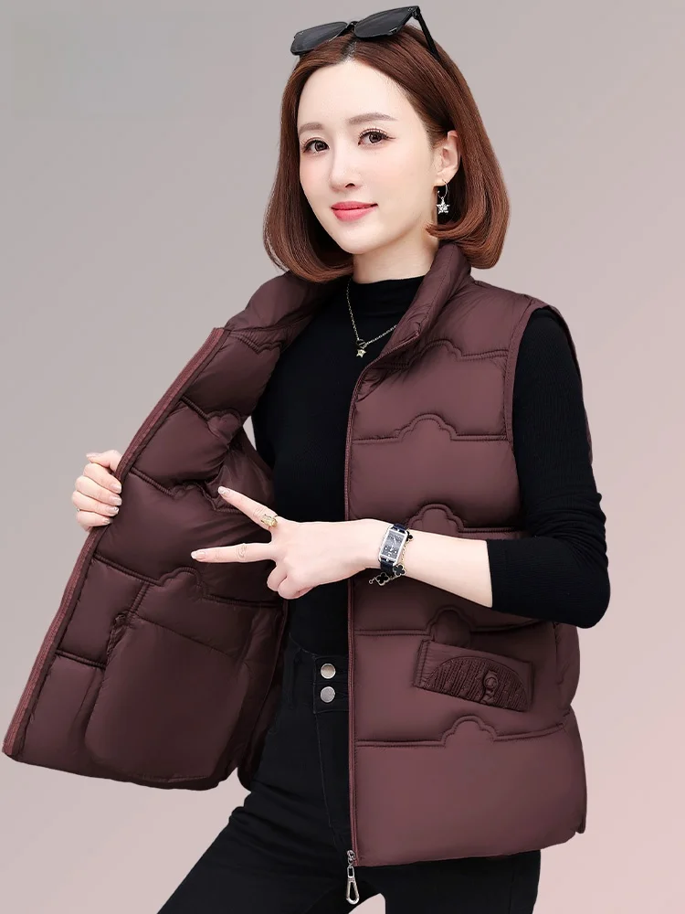 

TUCANO Women's ort down Cotton Vest 2025 Winter New Sle Faionable Outerwear Middle-Aged Mom's Padded Jaet