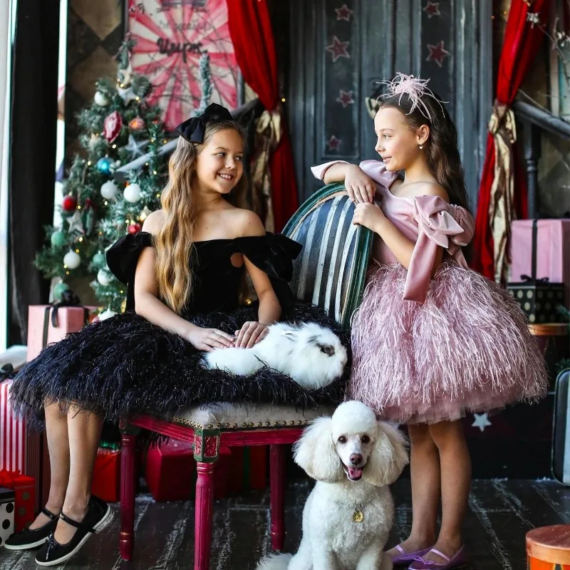 New Kids Off Shoulder Princess Ball Gown Pageant Dress forFormal Wear Dresses Costume Piano Performance Model Children Elegant