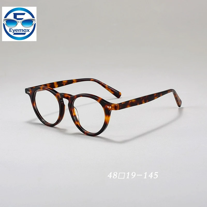 

Vintage Tortoiseshell Round Acetate Eyeglasses Frame Men Women Optical Prescription Glasses Classic Anti Blue Light Spectacles