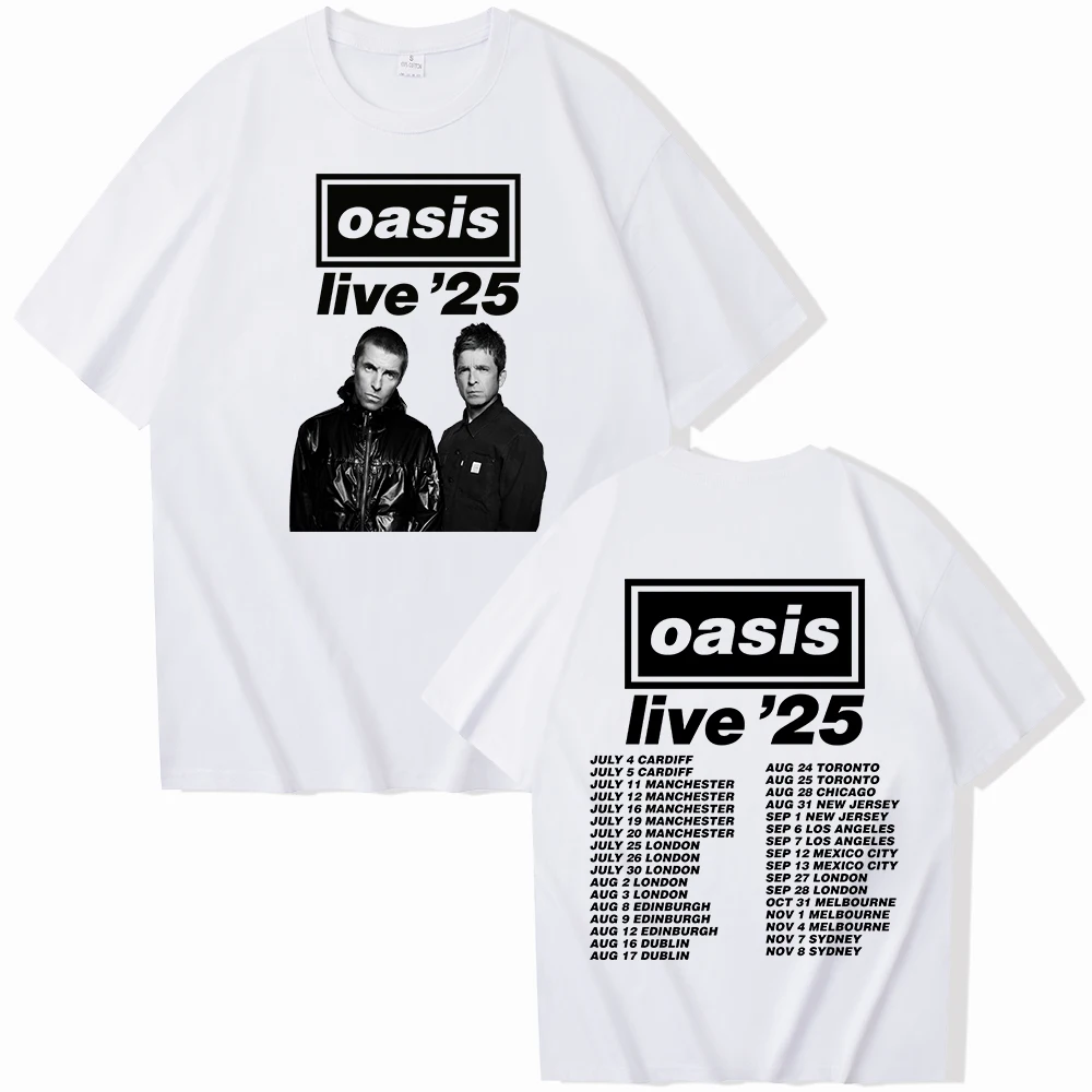 Oasis Live 25 Tour 2025 R T-Shirts Men Women Casual O-Neck Short Sleeve Shirts Unisex Y2k Streetwear