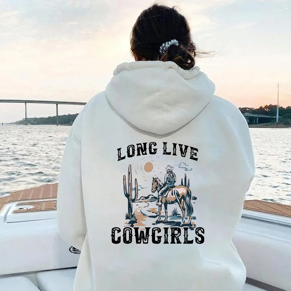 Long live Cowboy Girl Hoodie Western Desert Hoodie Sportswear Cactus Scene Cowboy Country Life Hoodie Country Girl Fashion Hoodi