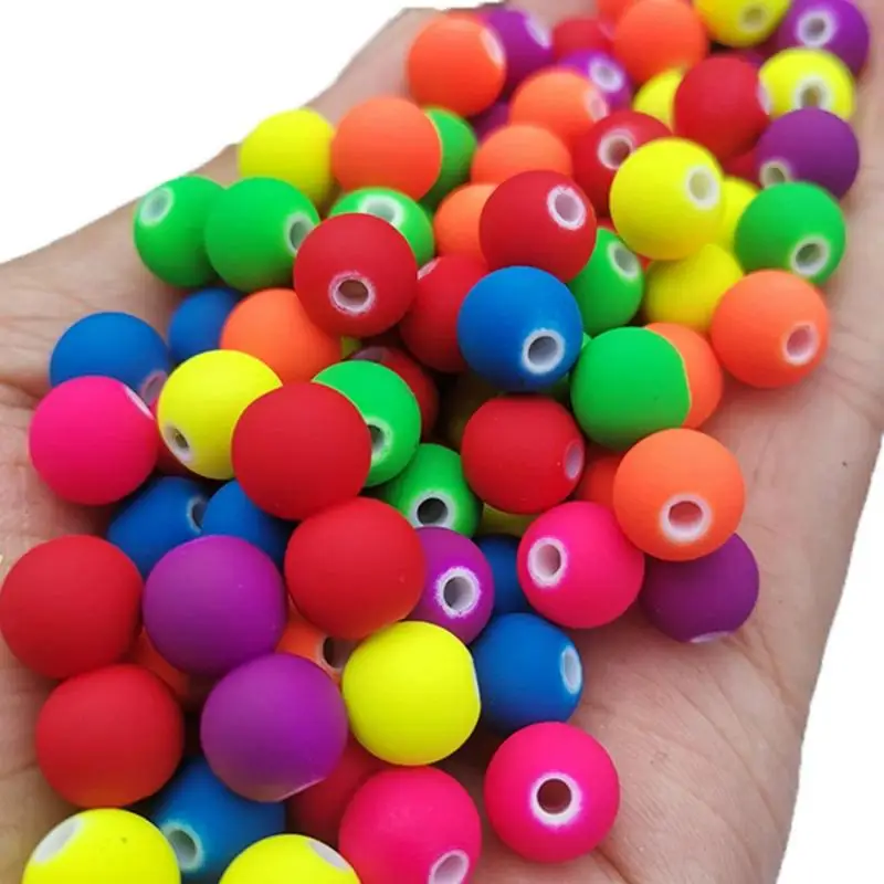 8mm 6mm mixed Matte Fluorescent Neon Round Acrylic Seed Spacer Beads For Jewelry findings YKL0084-8