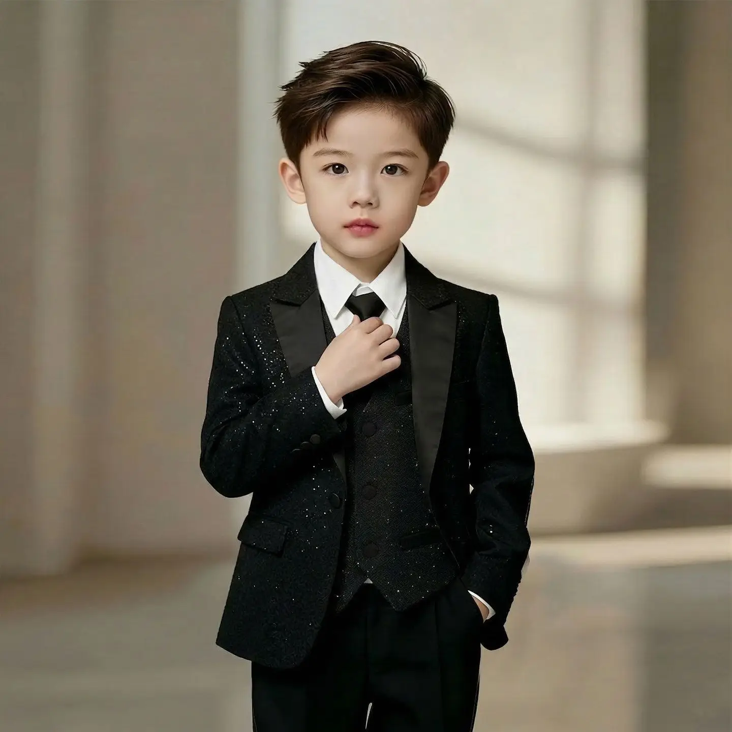 Boys Suit Set 2026 New Fashion Blazer Pants Formal Outfit for Kids Wedding Party School Performance