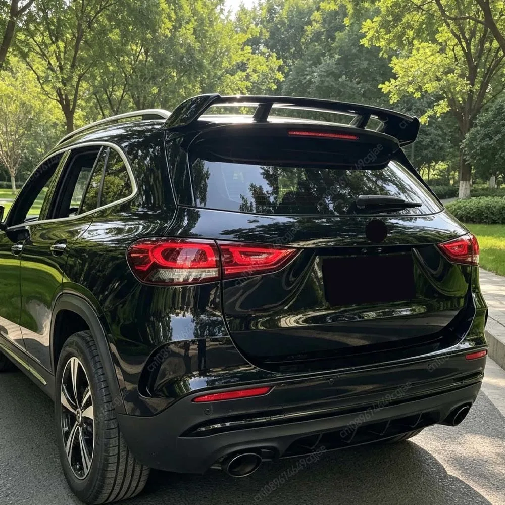 For Mercedes GLA Class H247 GLA180 200 250 260 GLA35 45 AMG Line 2020-2025 Rear Trunk Roof Spoiler Wing Gloss Black ABS Kit Trim