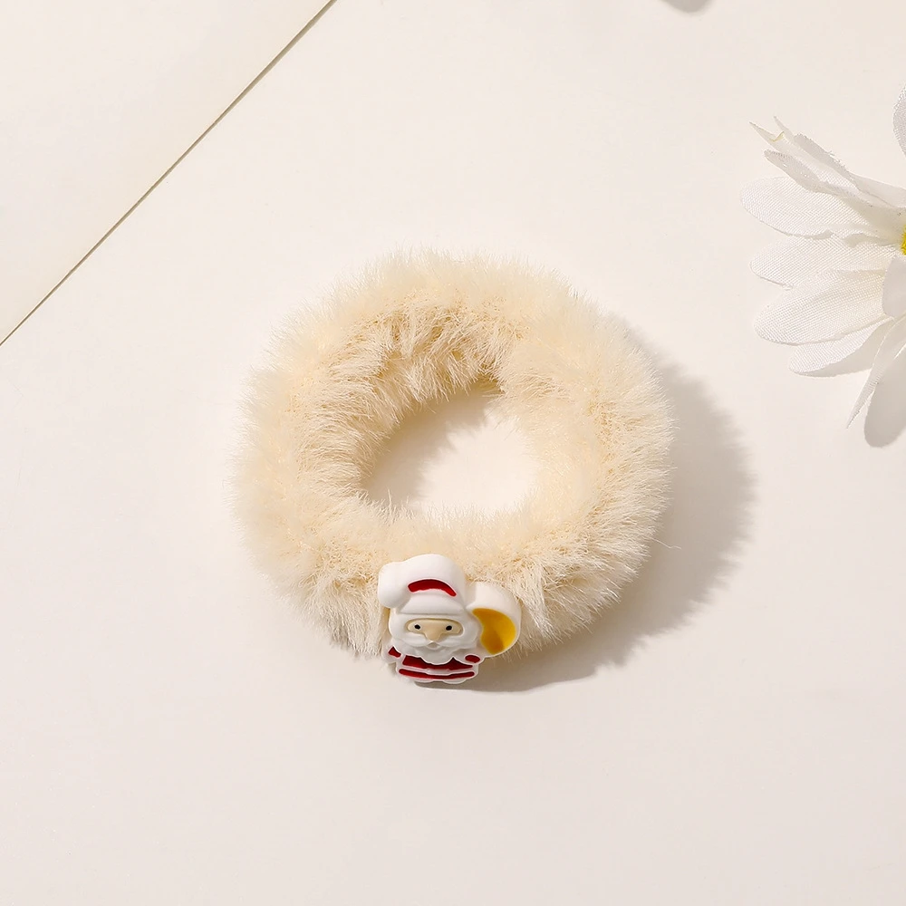 Merry Christmas Plush Hair Rope Santa Elk Christmas Tree Ponytail Holder Elastic Hair Tie Cartoon Girls Hair Accessories 2023