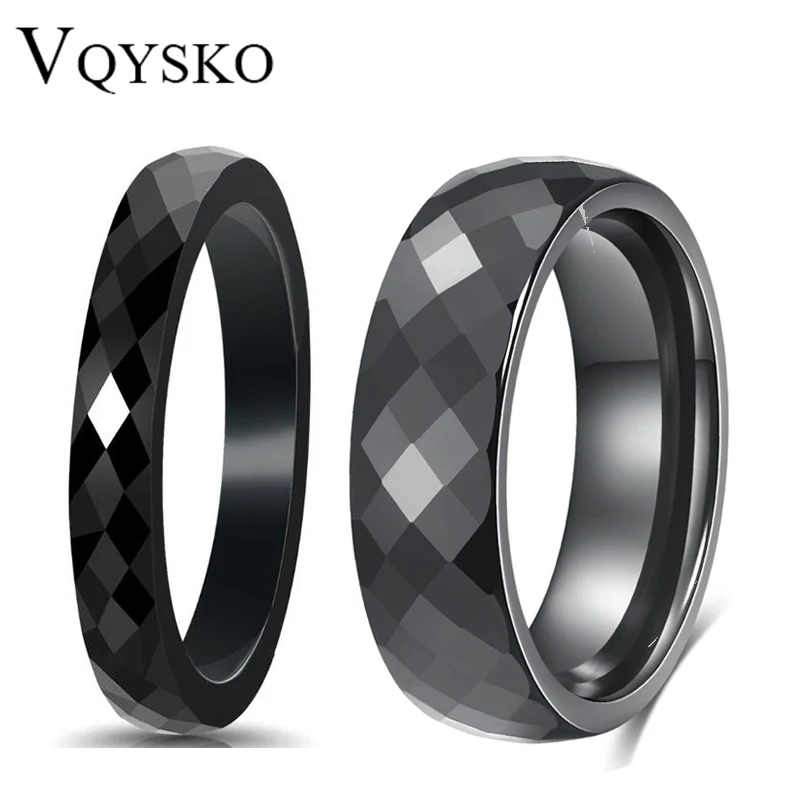 VQYSKO Modne pierścionki ceramiczne w kolorze czarno-białym Biżuteria Klasyczne ślubne pierścionki zaręczynowe dla kobiet Anneaux Anillos