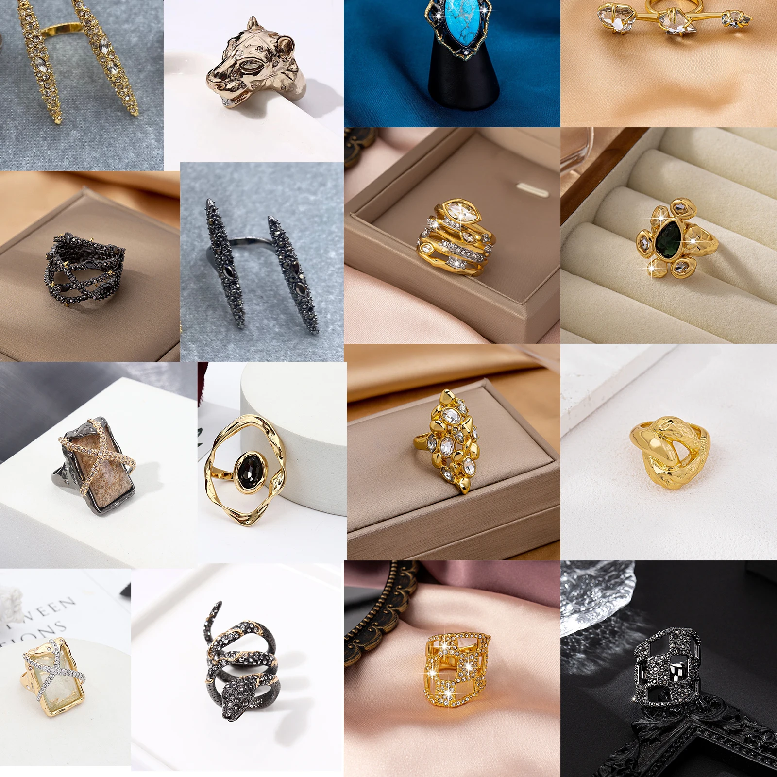 European And American High Quality Retro Ab Ring Classic Jewelry Creative Design Geometric Jewelry Wholesale Women
