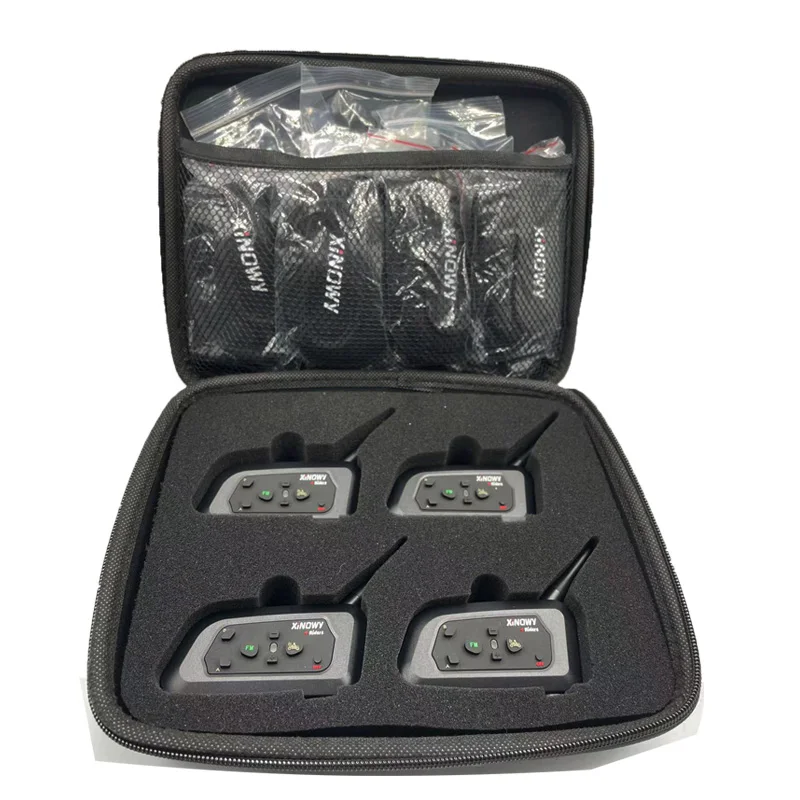 Xinwoy V4C PLUS 4PCS 4Users Football Referee 1200M Bluetooth Headphone with FM Radio BT Interphone Earphone Gift handbag