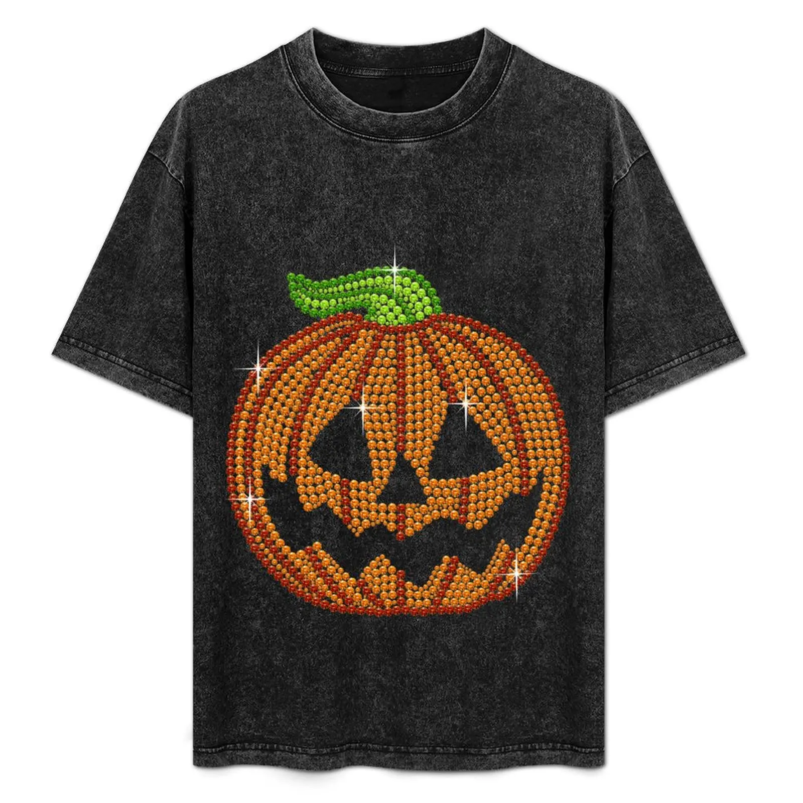 

Pumpkin Printed Rhinestone Jackolantern Tshirt T-Shirt custom shirt anime tshirt hippie clothes customs clothing for men