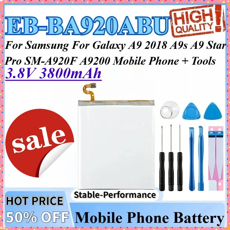 

3,8 В 3800 мАч EB-BA920ABU Аккумулятор для мобильного телефона Samsung Galaxy A9 2018 A9s A9 Star Pro A9200 SM-A920F + инструменты