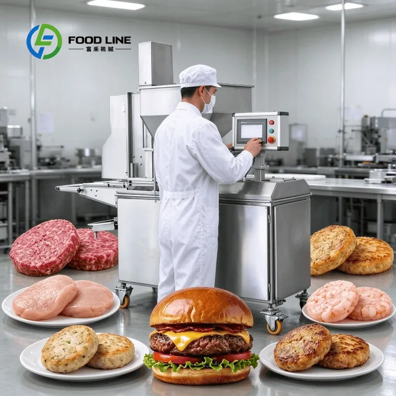 customized continuous‑run patty‑unit meat‑former 24‑hour‑operation forming machine compatible with downstream production‑line
