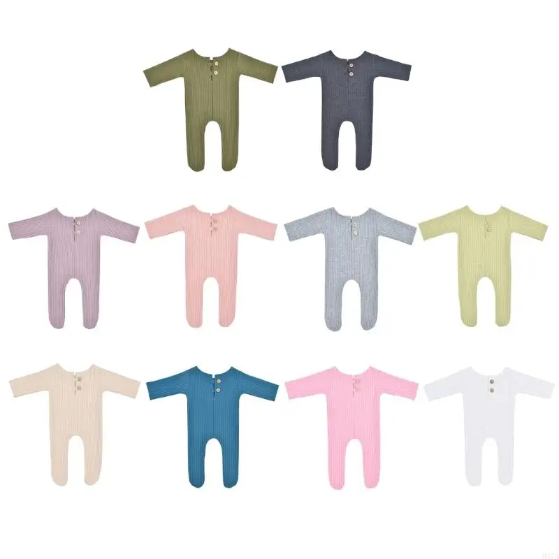 H37A 0-3 Month Baby Photo Props Soft Knit Sumpsuit para sesiones fotos fotos recién nacidas