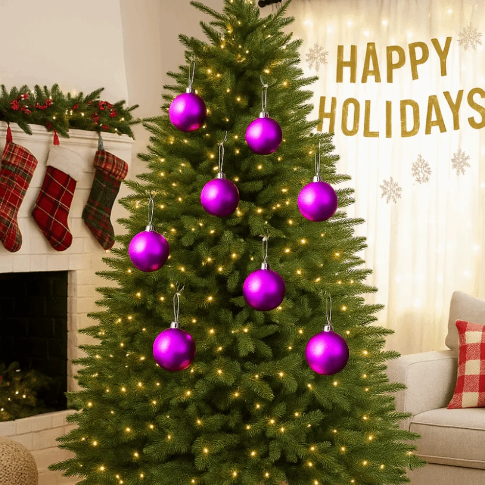 

6Pcs 6cm Mirrored Christmas Balls Red/Blue Hanging Christmas Tree Pendants Shatterproof Decorative Snowflake Christmas Ball