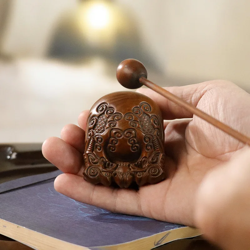 

Exquisite boxwood carving ornaments home living room crafts antique wooden fish exquisite relief Buddhist supplies