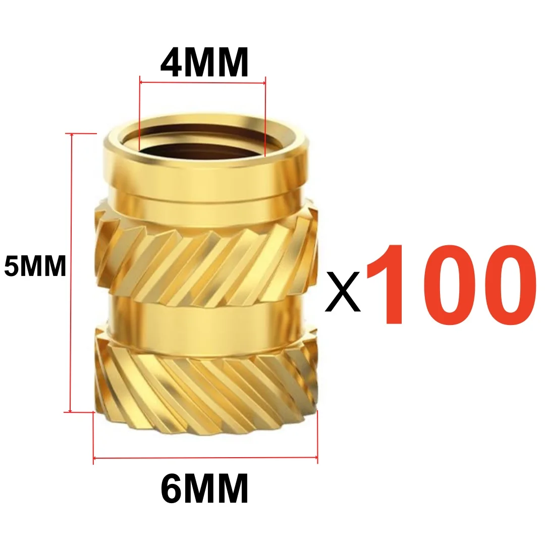 50/100 Stuks Warmte Insert Inbedding Moer M3 M4 M5 Schroefdraad Gekartelde Messing Moeren Voor 3D Printer Voron 2.4 En anderen