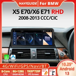 NAVIGUIDE 10.25'' Android 13 Car Radio Multimedia Player For BMW X5 E70 X6 E71 RHD 2007-2013 CCC CIC CarPlay Auto GPS Head Unit